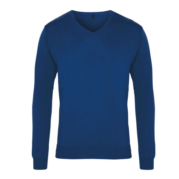 MEN'S KNITTED V-NECK SWEATER Kék 