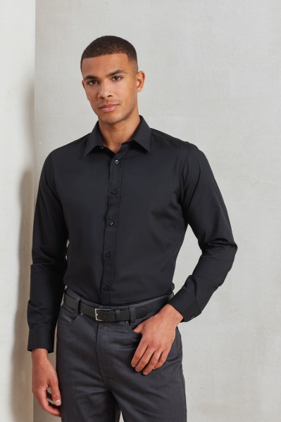MEN’S LONG SLEEVE FITTED POPLIN SHIRT Kék 