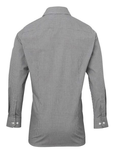 MEN'S LONG SLEEVE GINGHAM COTTON MICROCHECK SHIRT Fekete 