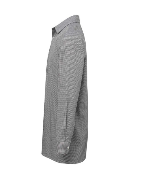 MEN'S LONG SLEEVE GINGHAM COTTON MICROCHECK SHIRT Fekete 