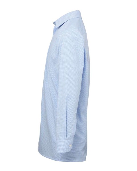MEN'S LONG SLEEVE GINGHAM COTTON MICROCHECK SHIRT Kék 