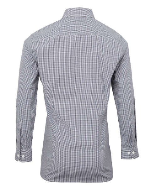 MEN'S LONG SLEEVE GINGHAM COTTON MICROCHECK SHIRT Kék 