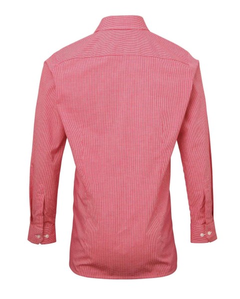 MEN'S LONG SLEEVE GINGHAM COTTON MICROCHECK SHIRT Piros 