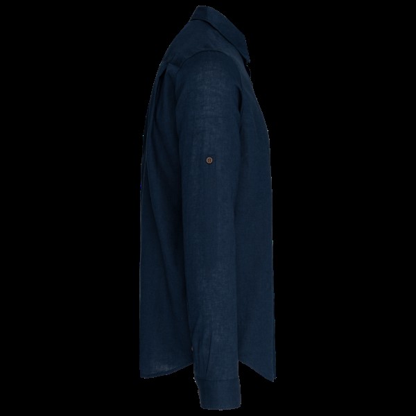 MEN'S LONG SLEEVE LINEN AND COTTON SHIRT Kék 