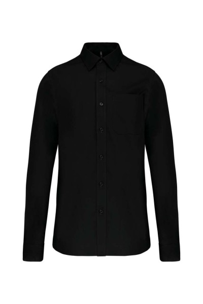 MEN'S LONG-SLEEVED COTTON POPLIN SHIRT Fekete 