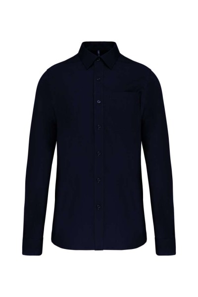 MEN'S LONG-SLEEVED COTTON POPLIN SHIRT Kék 
