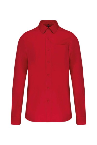 MEN'S LONG-SLEEVED COTTON POPLIN SHIRT Piros 