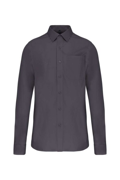 MEN'S LONG-SLEEVED COTTON POPLIN SHIRT Szürke 