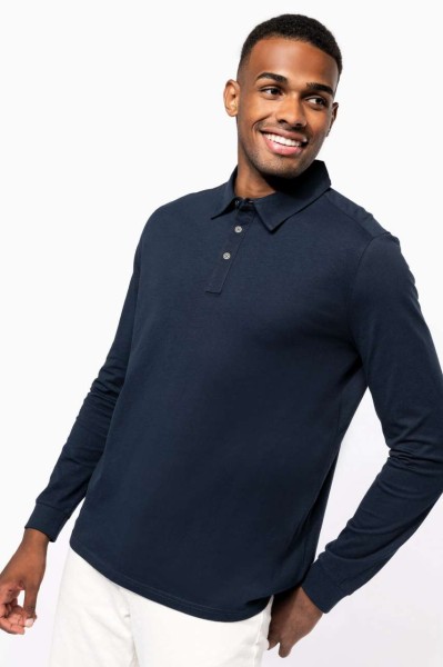 MEN'S LONG SLEEVED JERSEY POLO SHIRT Fekete 