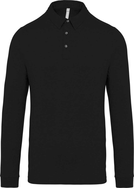 MEN'S LONG SLEEVED JERSEY POLO SHIRT Fekete 