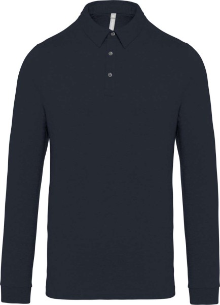 MEN'S LONG SLEEVED JERSEY POLO SHIRT Kék 
