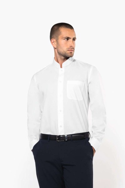 MEN'S LONG-SLEEVED MANDARIN COLLAR SHIRT Piros 