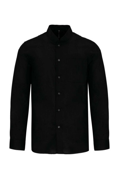 MEN'S LONG-SLEEVED MANDARIN COLLAR SHIRT Fekete 