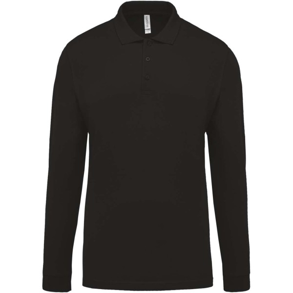 MEN'S LONG-SLEEVED PIQUÉ POLO SHIRT Fekete 
