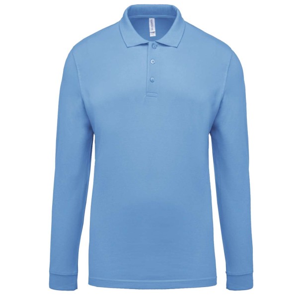 MEN'S LONG-SLEEVED PIQUÉ POLO SHIRT Kék 