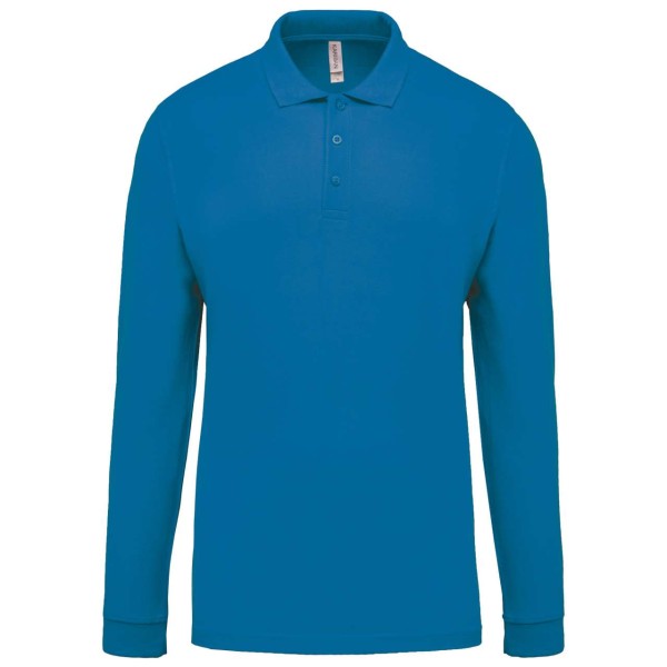 MEN'S LONG-SLEEVED PIQUÉ POLO SHIRT Kék 