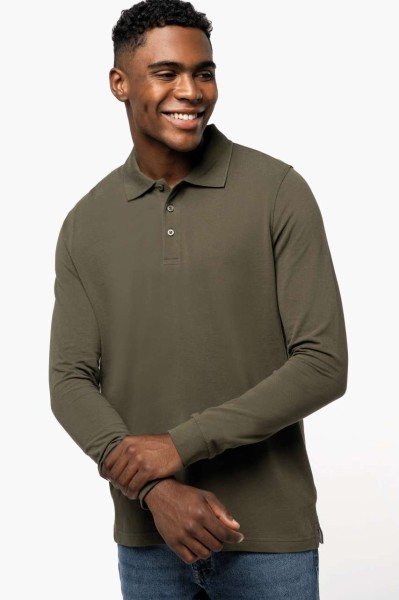 MEN'S LONG-SLEEVED POLO SHIRT Szürke 
