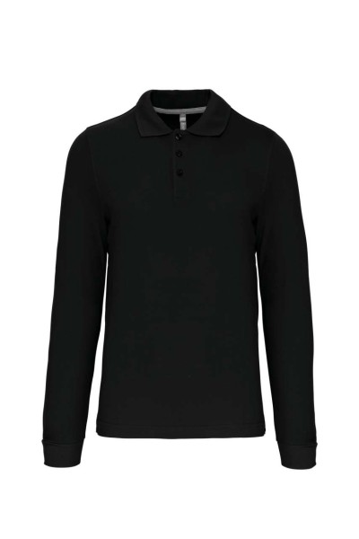 MEN'S LONG-SLEEVED POLO SHIRT Fekete 