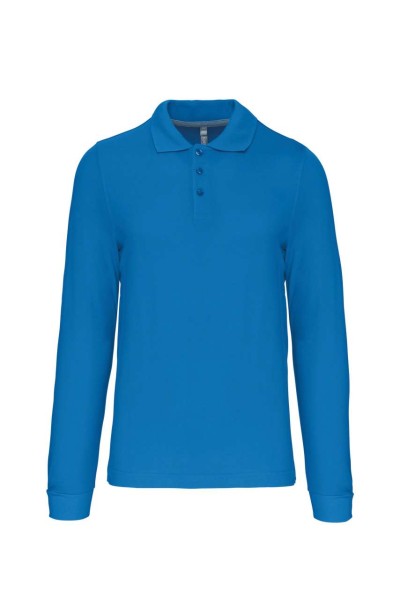 MEN'S LONG-SLEEVED POLO SHIRT Kék 