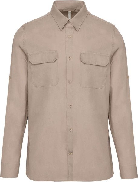 MEN'S LONG-SLEEVED SAFARI SHIRT Barna 