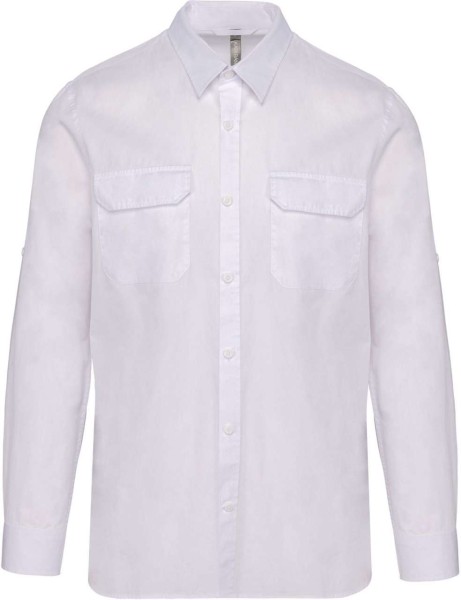 MEN'S LONG-SLEEVED SAFARI SHIRT Fehér 