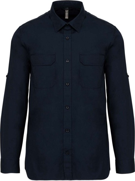 MEN'S LONG-SLEEVED SAFARI SHIRT Kék 