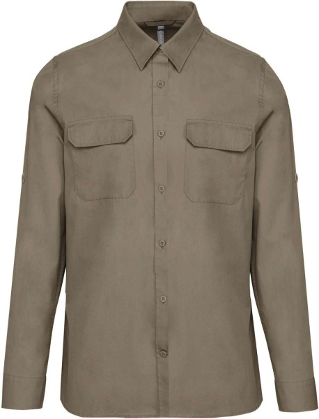 MEN'S LONG-SLEEVED SAFARI SHIRT Zöld 