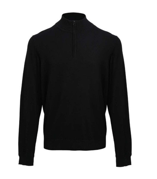 MEN'S QUARTER-ZIP KNITTED SWEATER Fekete 