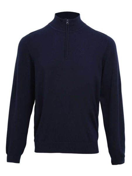 MEN'S QUARTER-ZIP KNITTED SWEATER Kék 