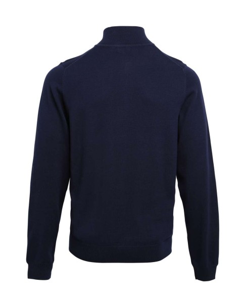 MEN'S QUARTER-ZIP KNITTED SWEATER Kék 