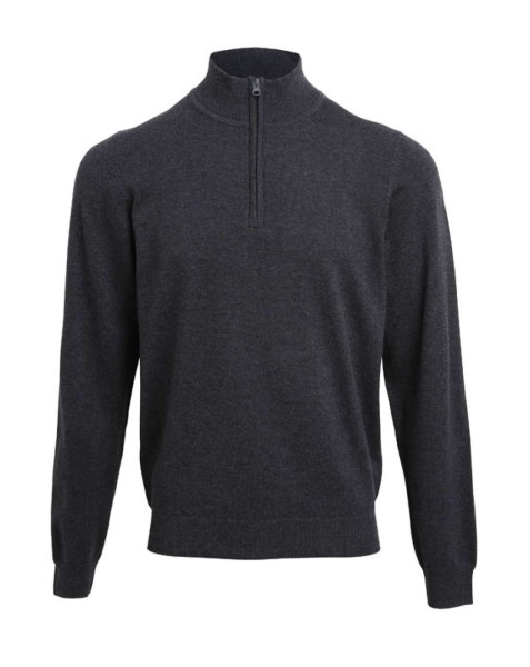 MEN'S QUARTER-ZIP KNITTED SWEATER Szürke 