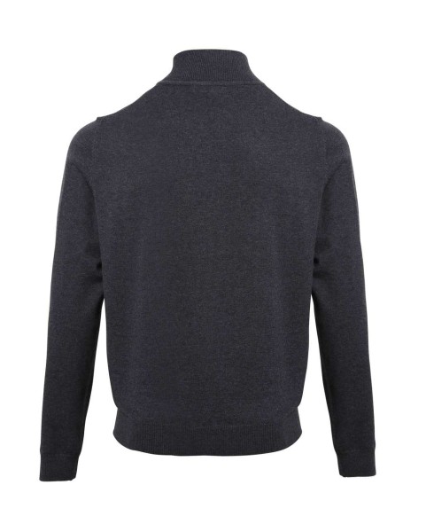 MEN'S QUARTER-ZIP KNITTED SWEATER Szürke 