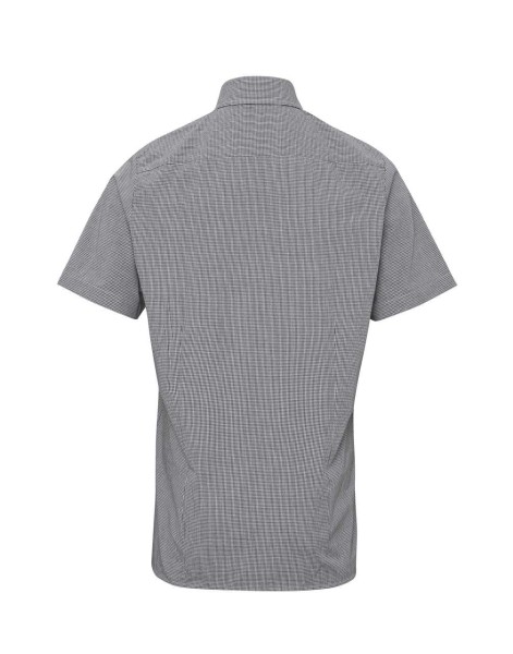 MEN'S SHORT SLEEVE GINGHAM COTTON MICROCHECK SHIRT Fekete 