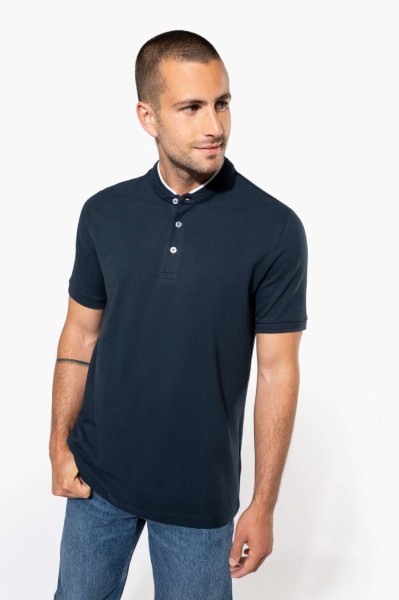 MEN'S SHORT SLEEVE POLO SHIRT WITH MANDARIN COLLAR Szürke 