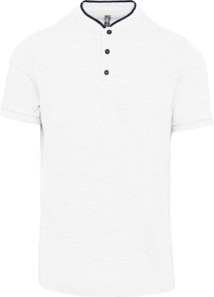 MEN'S SHORT SLEEVE POLO SHIRT WITH MANDARIN COLLAR Fehér 