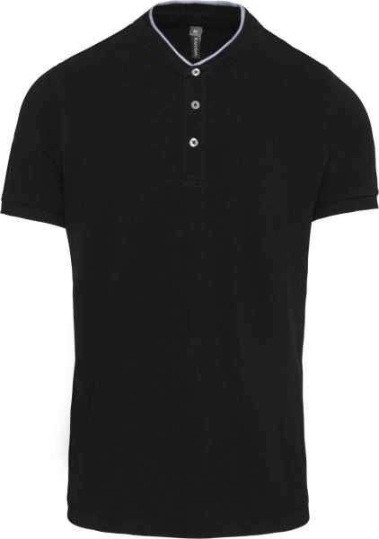 MEN'S SHORT SLEEVE POLO SHIRT WITH MANDARIN COLLAR Fekete 