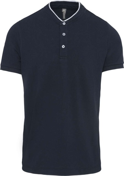 MEN'S SHORT SLEEVE POLO SHIRT WITH MANDARIN COLLAR Kék 