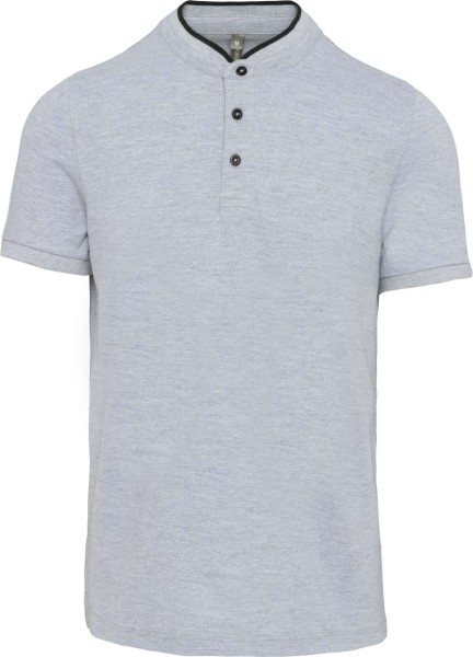 MEN'S SHORT SLEEVE POLO SHIRT WITH MANDARIN COLLAR Szürke 