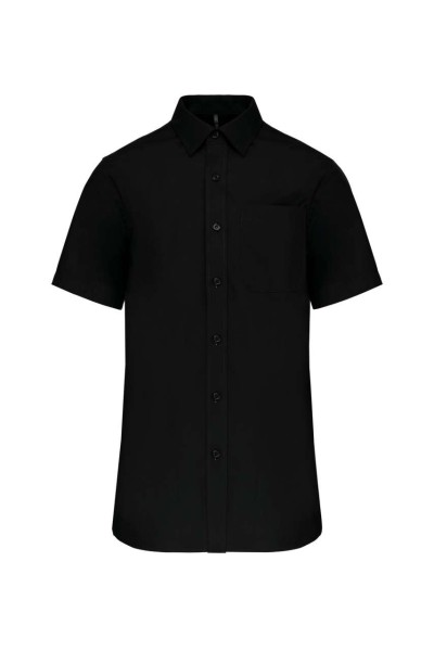 MEN'S SHORT-SLEEVED COTTON POPLIN SHIRT Fekete 