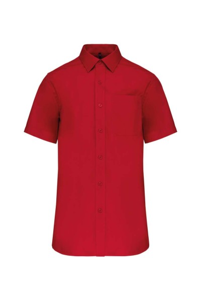 MEN'S SHORT-SLEEVED COTTON POPLIN SHIRT Piros 