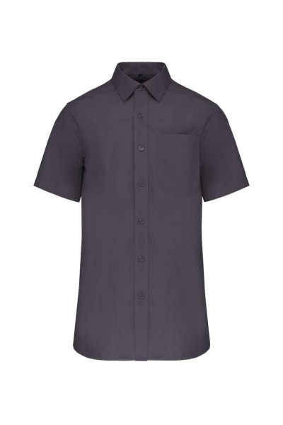 MEN'S SHORT-SLEEVED COTTON POPLIN SHIRT Szürke 