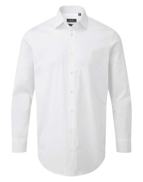 MEN'S STRETCH-FIT COTTON POPLIN LONG SLEEVE SHIRT Fehér 