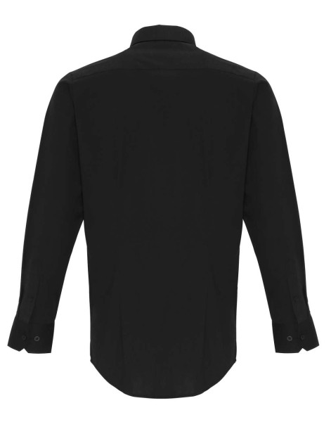MEN'S STRETCH-FIT COTTON POPLIN LONG SLEEVE SHIRT Fekete 