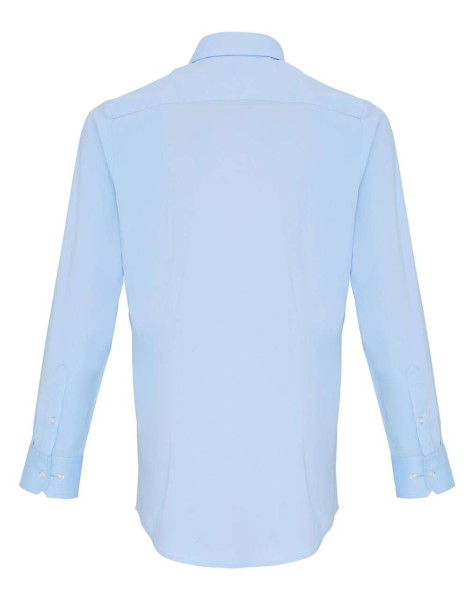 MEN'S STRETCH-FIT COTTON POPLIN LONG SLEEVE SHIRT Kék 