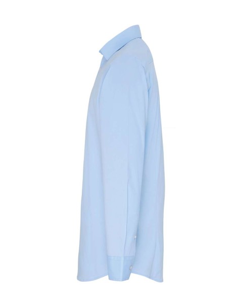 MEN'S STRETCH-FIT COTTON POPLIN LONG SLEEVE SHIRT Kék 