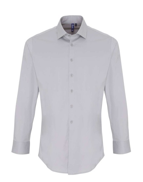 MEN'S STRETCH-FIT COTTON POPLIN LONG SLEEVE SHIRT Szürke 