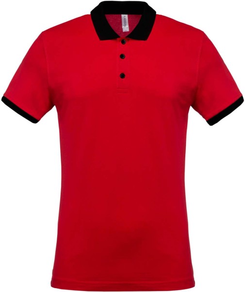 MEN'S TWO-TONE PIQUÉ POLO SHIRT Piros 