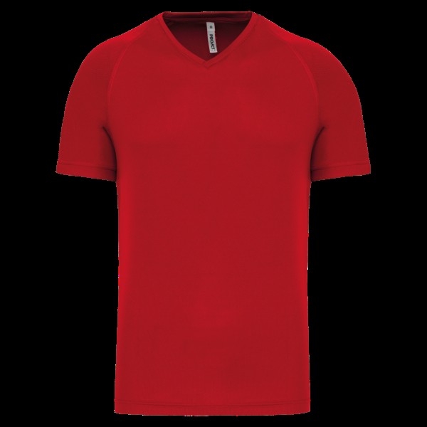 MEN’S V-NECK SHORT SLEEVE SPORTS T-SHIRT Piros 