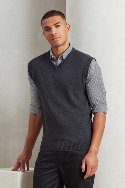 MEN'S V-NECK SLEEVELESS SWEATER Fekete 