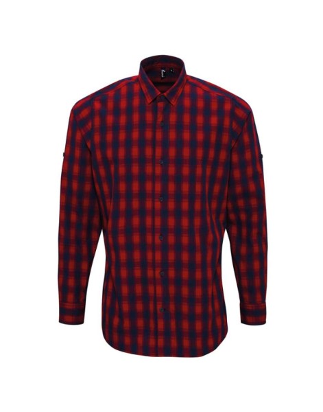'MULLIGAN' CHECK - MEN'S LONG SLEEVE COTTON SHIRT Piros 